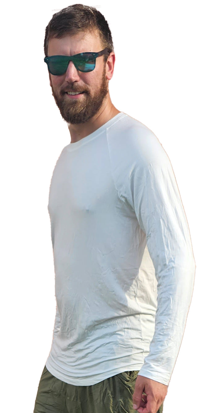 Bamboo UV Protectant Long Sleeve Shirts White sizes Extra Small to XXXL