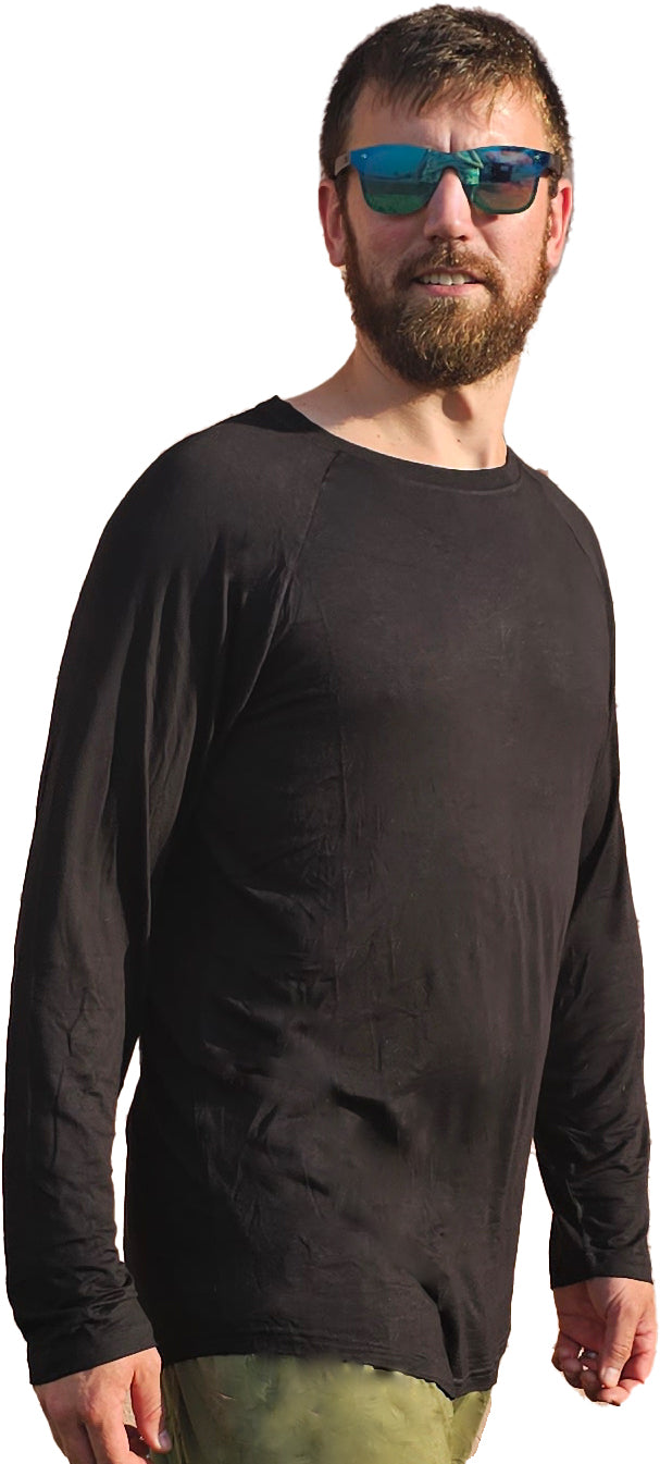 Bamboo UV Protectant  Long Sleeve Shirts Black sizes Extra Small to XXXL
