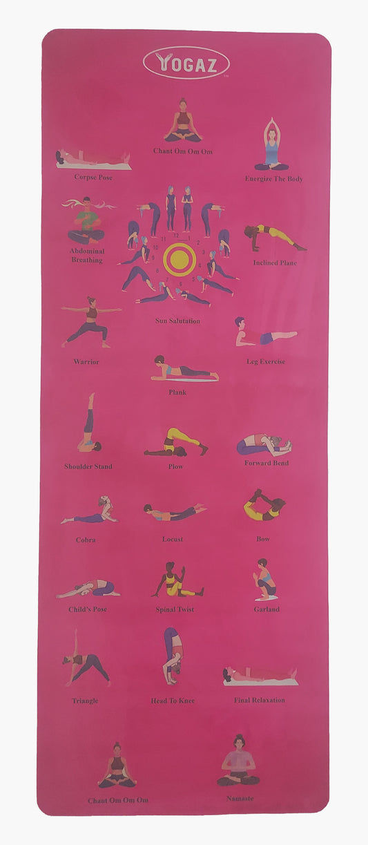 YOGAZ 3D Suede Self-Teaching Yoga Mat (Pink) - YOGAZ