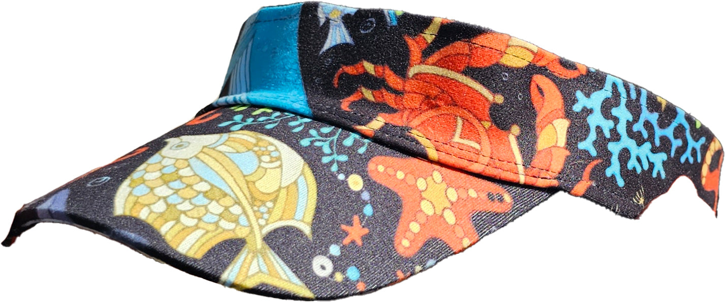 Octy Skort Sea Life Print Sun Visor Hat - Eye-Catching Design, Wide Brim Shade