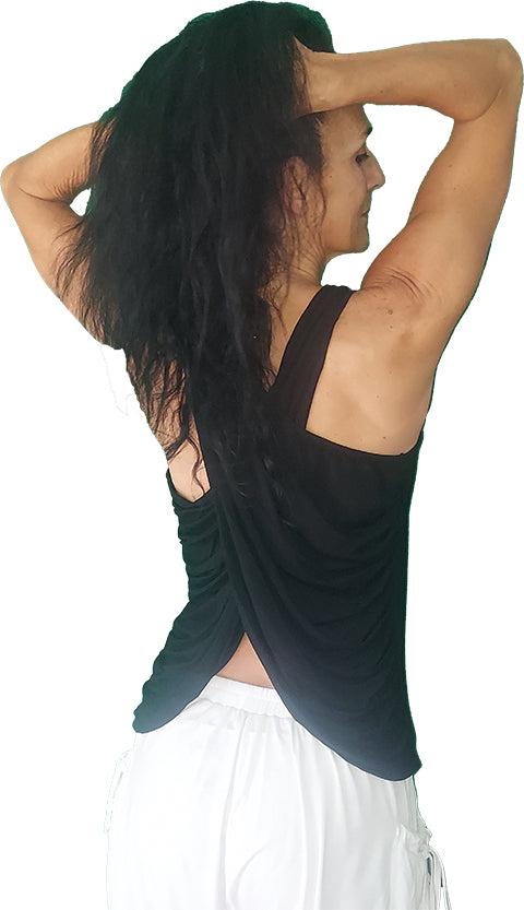 YOGAZ Eco-Friendly Bamboo Fabric Luscious Super Soft Black BOW Tank Top