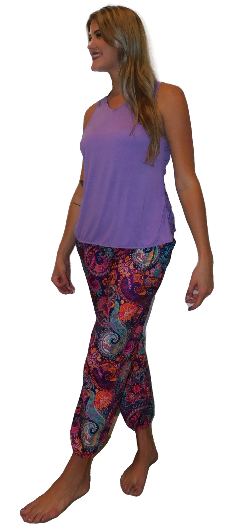 Teal and Purple Batik Yoga Pants