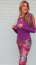 Load image into Gallery viewer, YOGAZ Eco-Friendly Bamboo Fabric Breathe Keyhole Purple Long Sleeve Shirt
