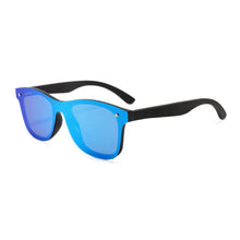 Load image into Gallery viewer, a pair of sunglasses with blue mirrored lenses
