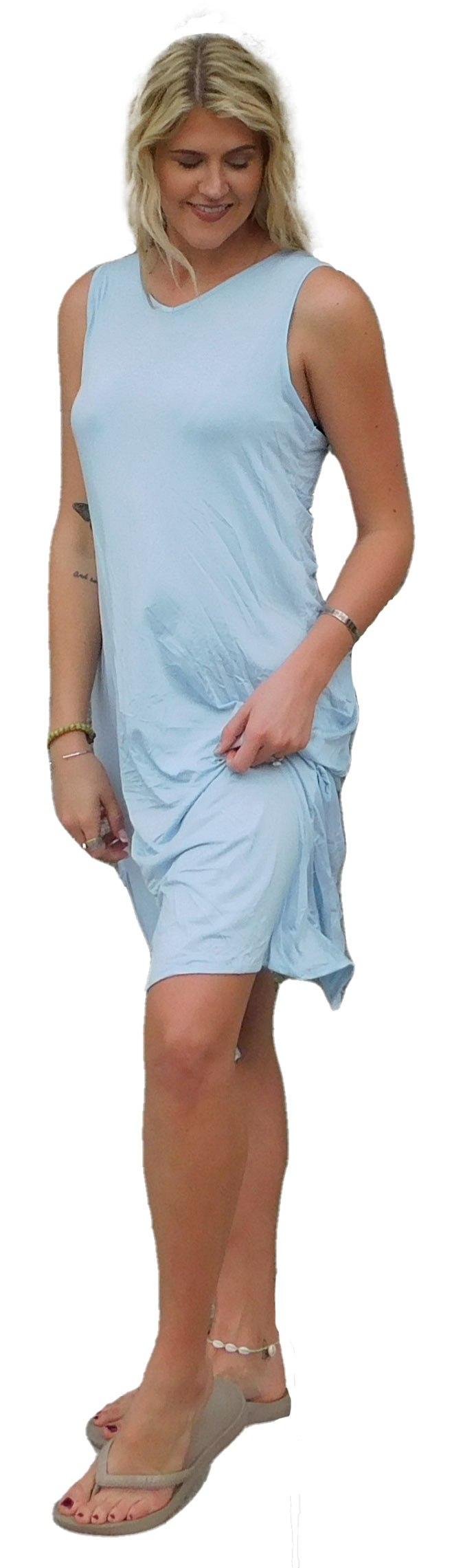Yogaz New Eco Friendly Bamboo Light Blue Swimsuit Cover-Sun Dress is called 