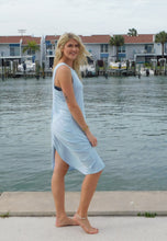 Load image into Gallery viewer, Yogaz New Eco Friendly Bamboo Light Blue Swimsuit Cover-Sun Dress is called &quot;Wave&quot;. It&#39;s super cute, elegant and so comfortable.
