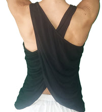Load image into Gallery viewer, YOGAZ Eco-Friendly Bamboo Fabric Luscious Super Soft Black BOW Tank Top
