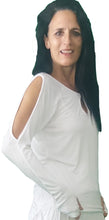 Load image into Gallery viewer, YOGAZ Eco-Friendly Bamboo Fabric Breathe Keyhole White Long Sleeve Shirt
