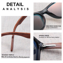 Load image into Gallery viewer, Hand Made BAMBOO Rainbow Stripe Sunglasses with UV 400 Protection High Quality Polarized Lenses
