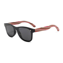 Load image into Gallery viewer, Hand Made Real Bamboo Maroon Stripe Sunglasses UV 400 Protection High Quality Polarized Lenses
