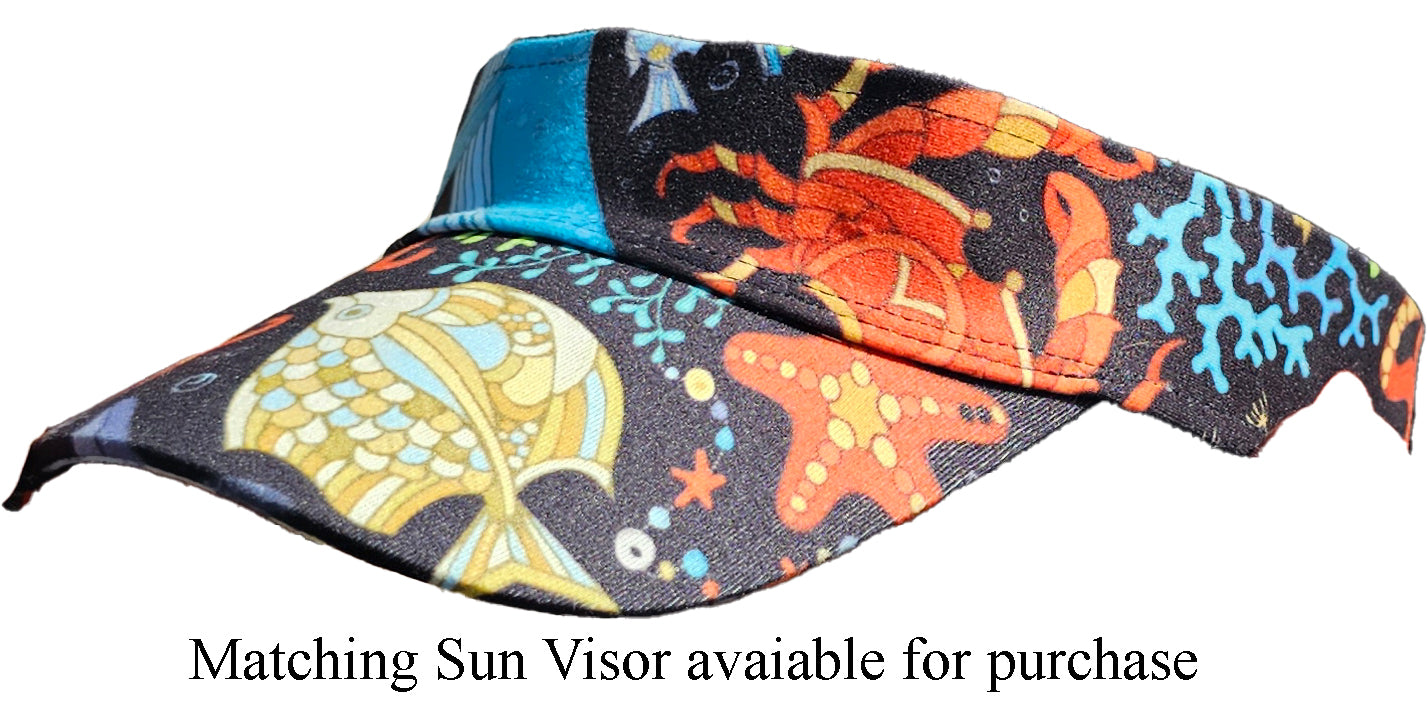 Octy Skort Sea Life Print Sun Visor Hat - Eye-Catching Design, Wide Brim Shade
