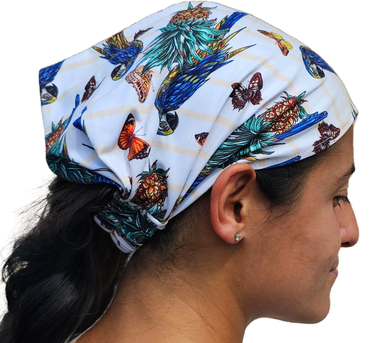 Tropical Stripe Parrot headband matching parrot shorts - YOGAZ
