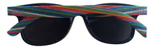Load image into Gallery viewer, a pair of sunglasses with a multicolored strap
