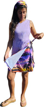 Load image into Gallery viewer, a young girl is holding a kite in her hand wearing a Lavender island wrap and matching bandana headband 
