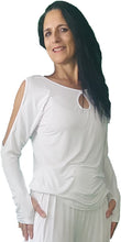 Load image into Gallery viewer, YOGAZ Eco-Friendly Bamboo Fabric Breathe Keyhole White Long Sleeve Shirt
